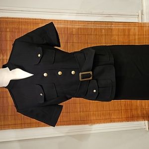Tahari short sleeve and straight black skirt both size 8 Beautiful gold accents